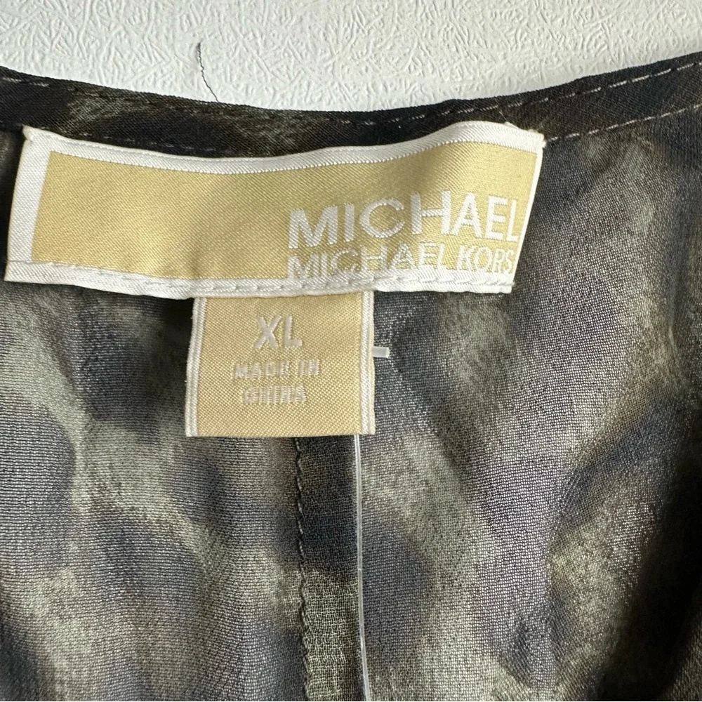 Michael‎ Kors women’s XL twist front sleeveless V-neck leopard print top New